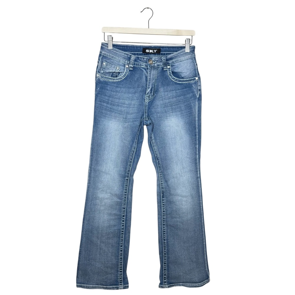 SKY Bootcut Embellished Skull Denim Jeans Size 7/8